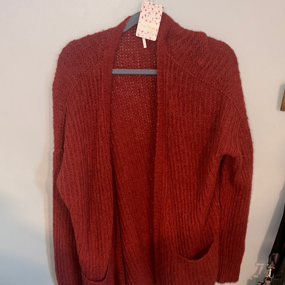 NWT Free People Red Knit Cardigan